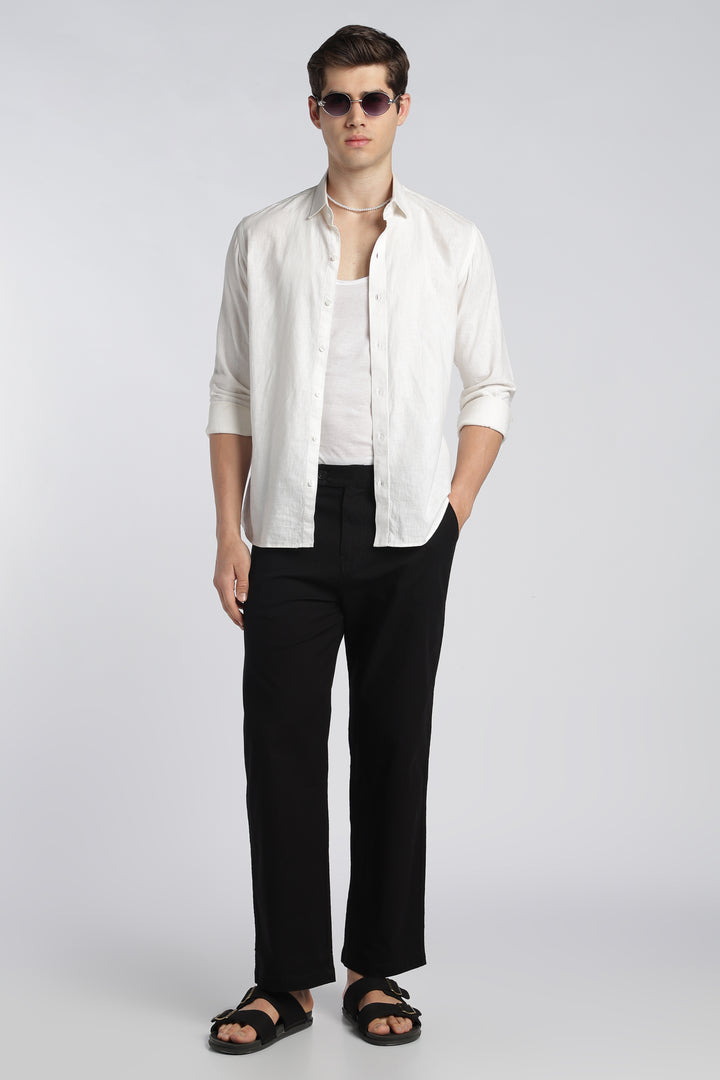 Men’s Black Relaxed Linen Casual Pants