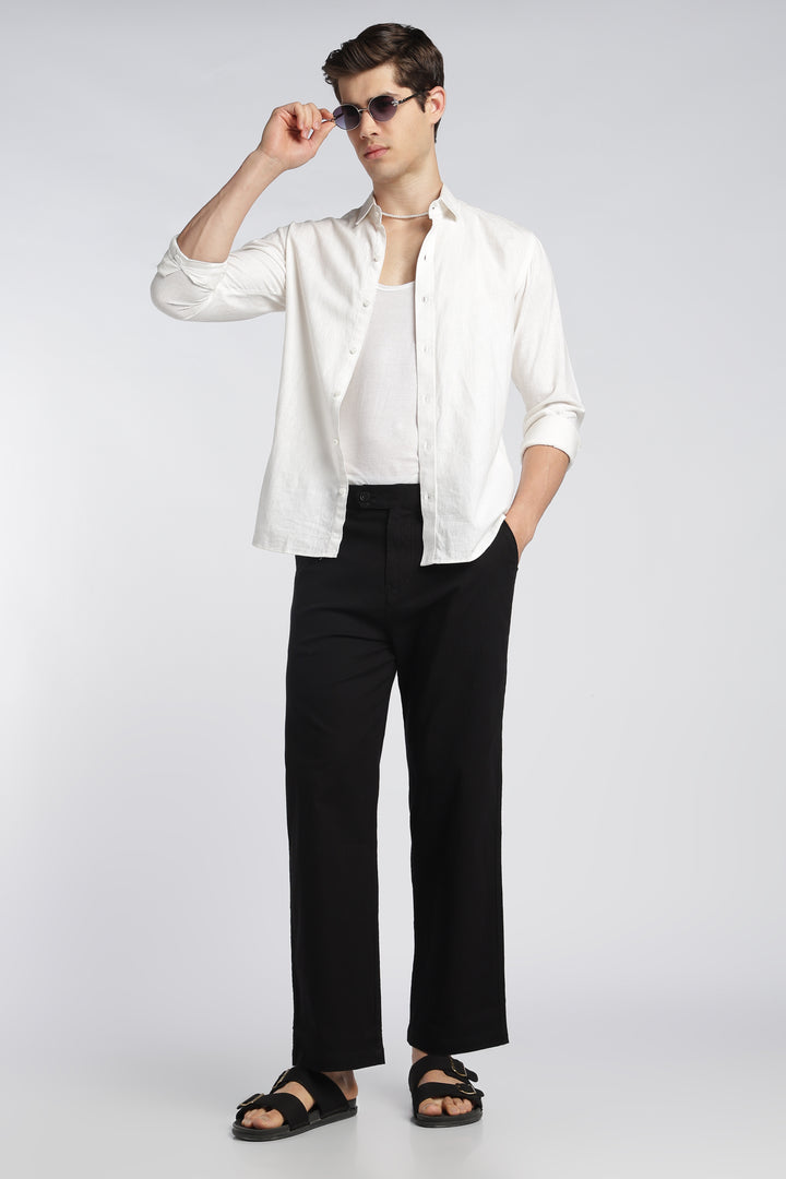 Men’s Black Relaxed Linen Casual Pants