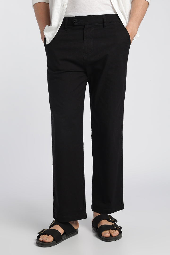 Men’s Black Relaxed Linen Casual Pants