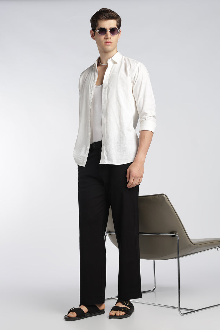 Men’s Black Relaxed Linen Casual Pants