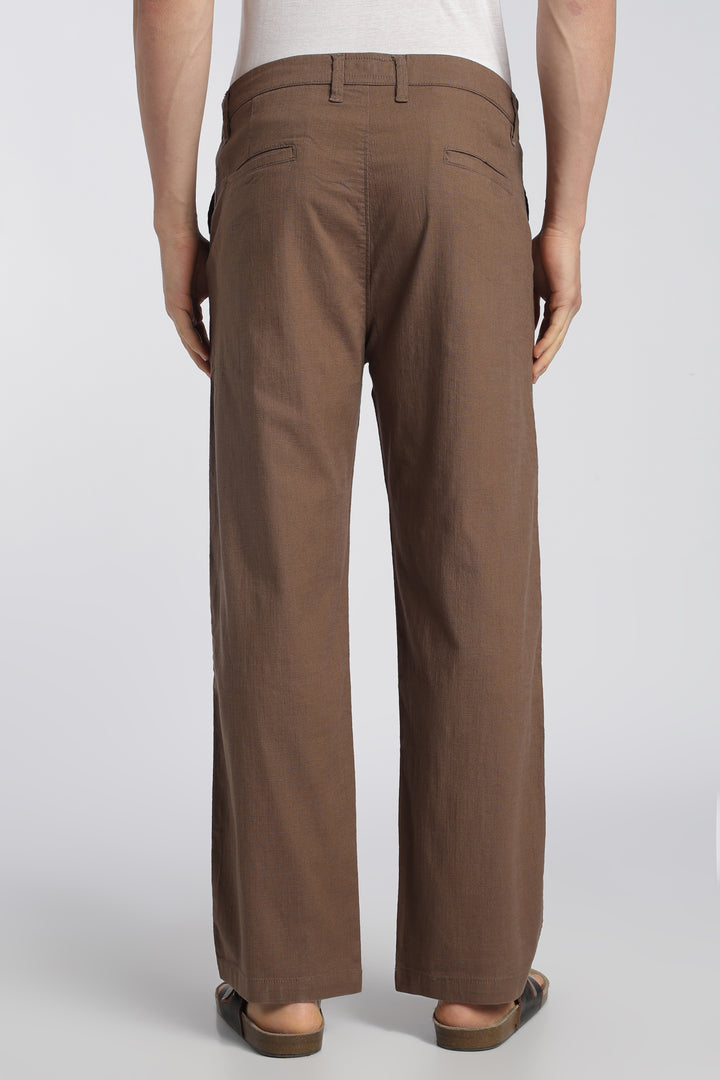 Men’s Brown Relaxed Linen Casual Pants