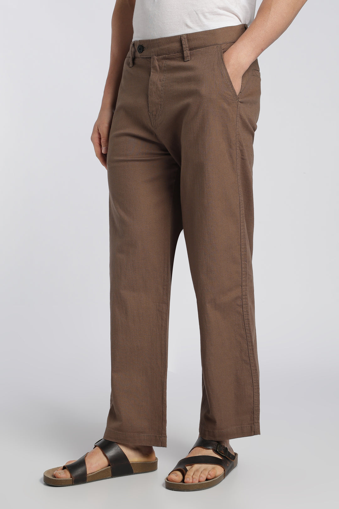 Men’s Brown Relaxed Linen Casual Pants
