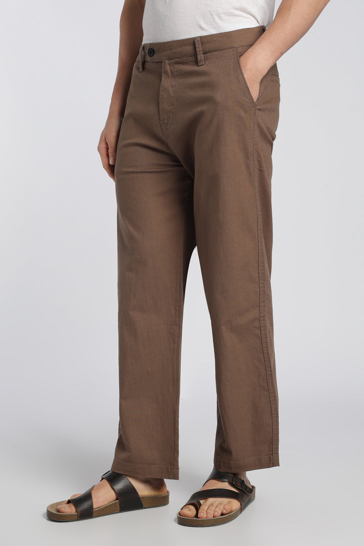 Men’s Brown Relaxed Linen Casual Pants