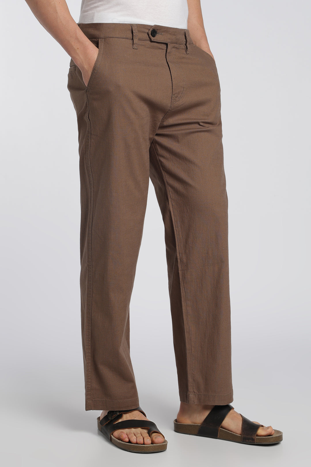 Men’s Brown Relaxed Linen Casual Pants