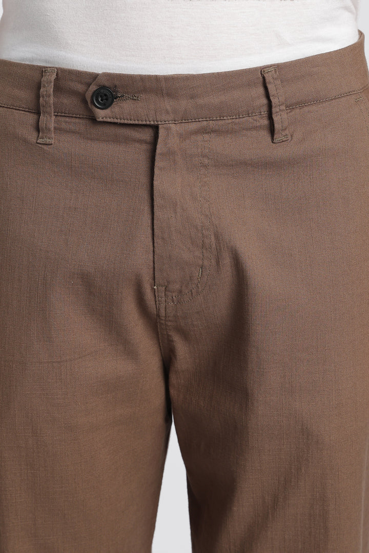 Men’s Brown Relaxed Linen Casual Pants