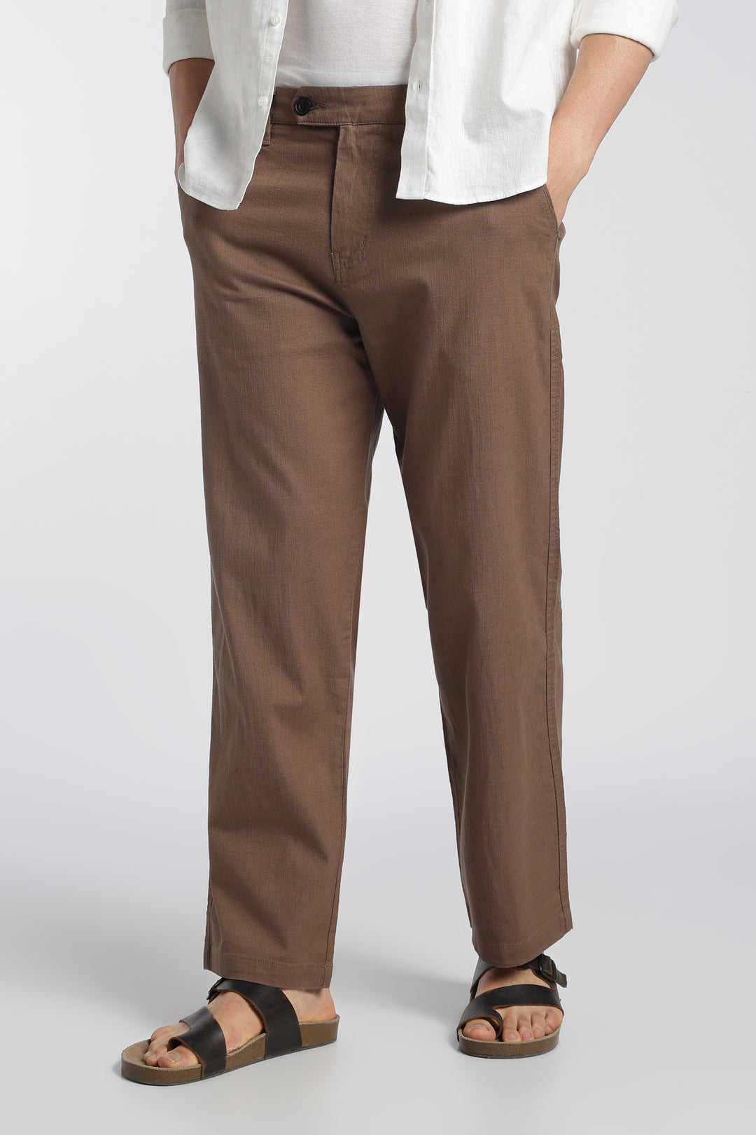 Men’s Brown Relaxed Linen Casual Pants