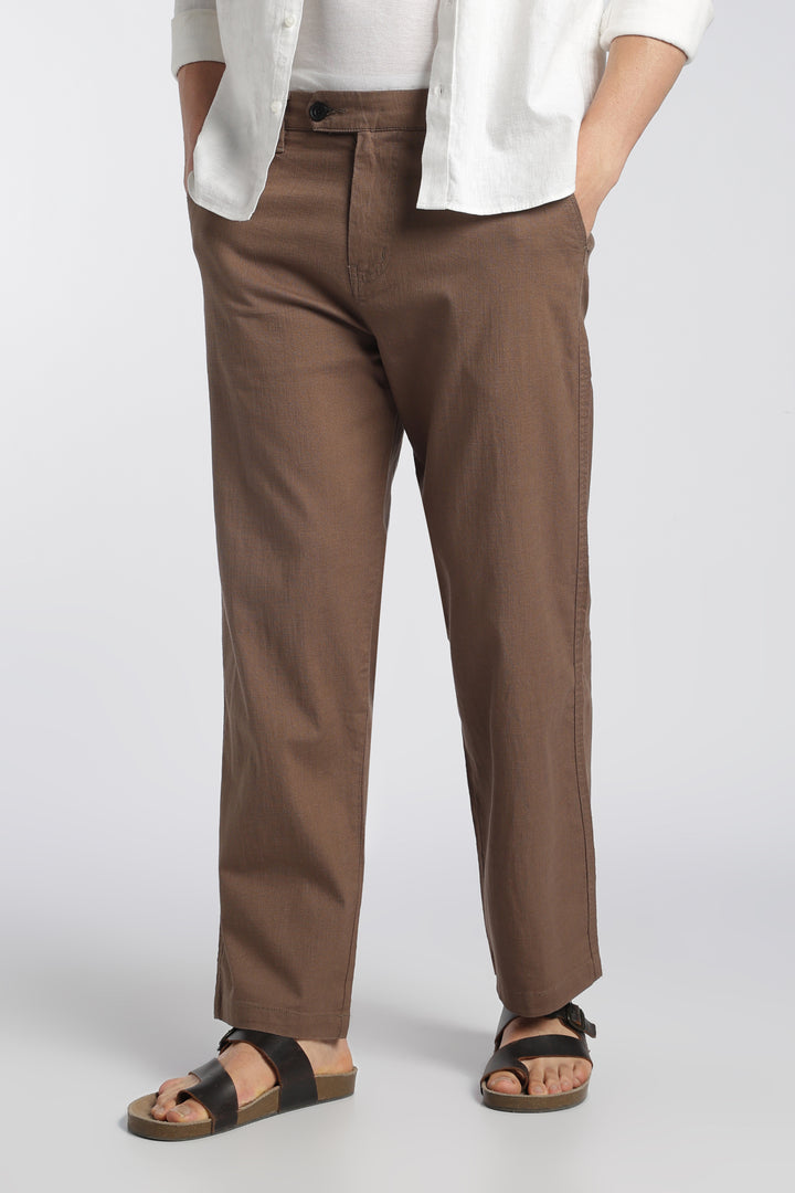 Men’s Brown Relaxed Linen Casual Pants