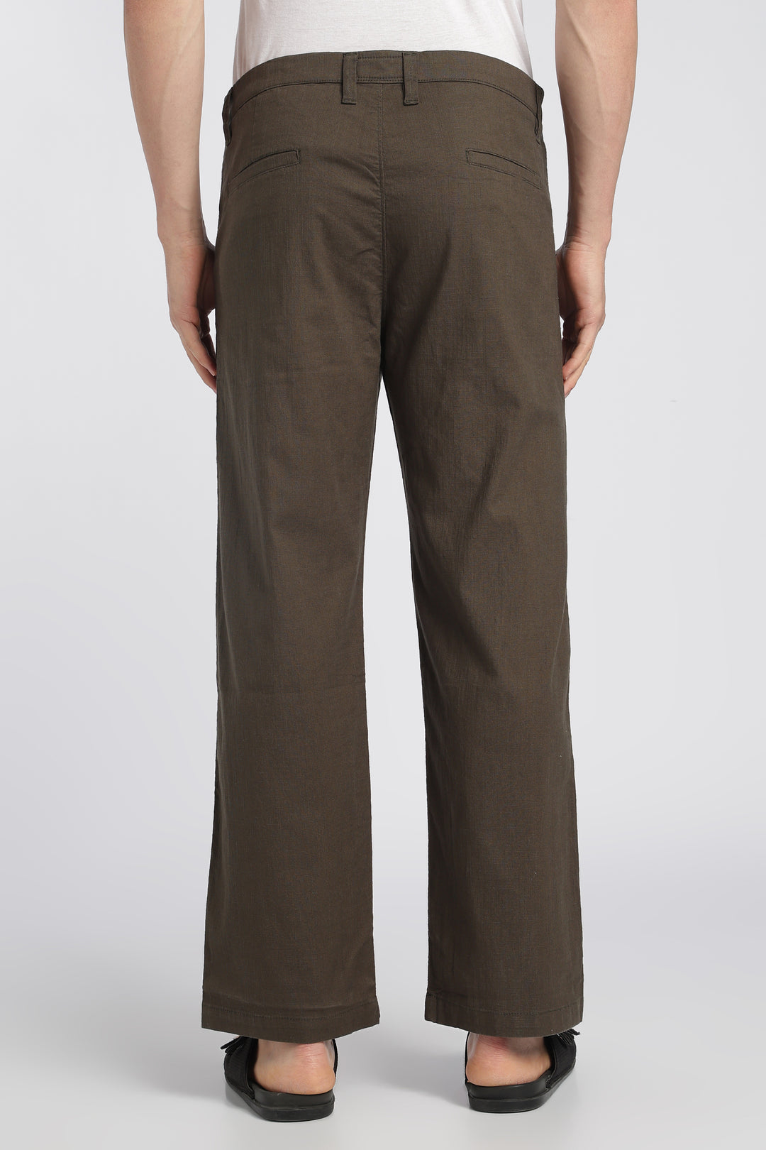 Men’s Woody Brown Relaxed Linen Casual Pants