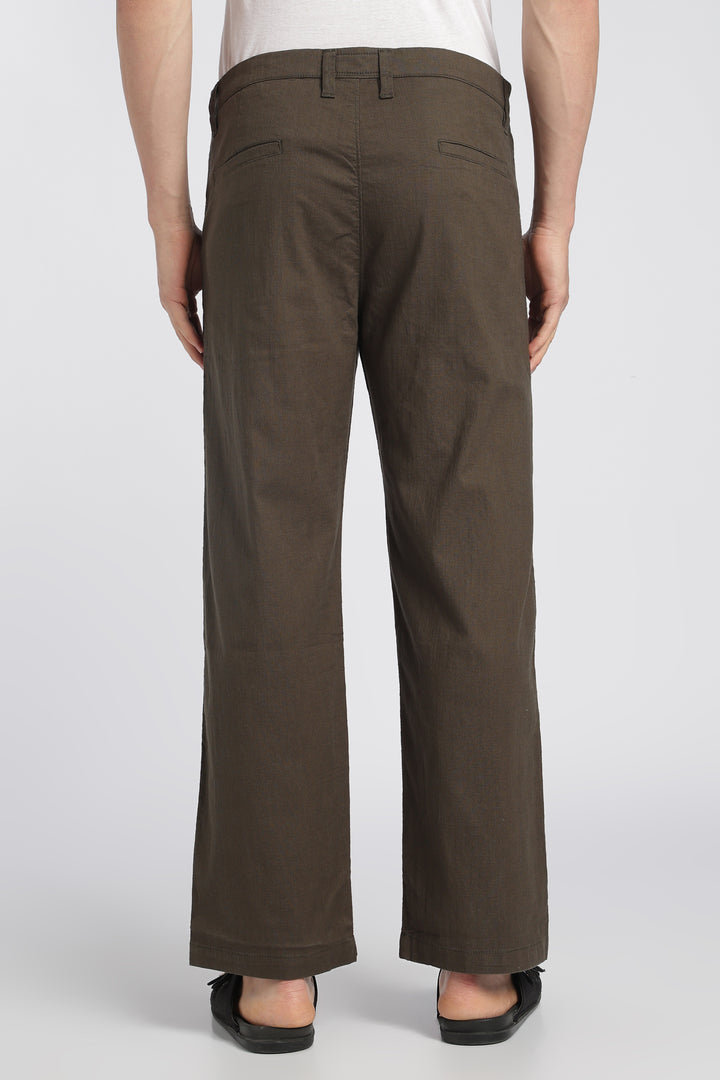 Men’s Woody Brown Relaxed Linen Casual Pants
