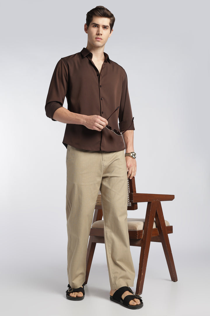 Men’s Beige Relaxed Linen Casual Pants