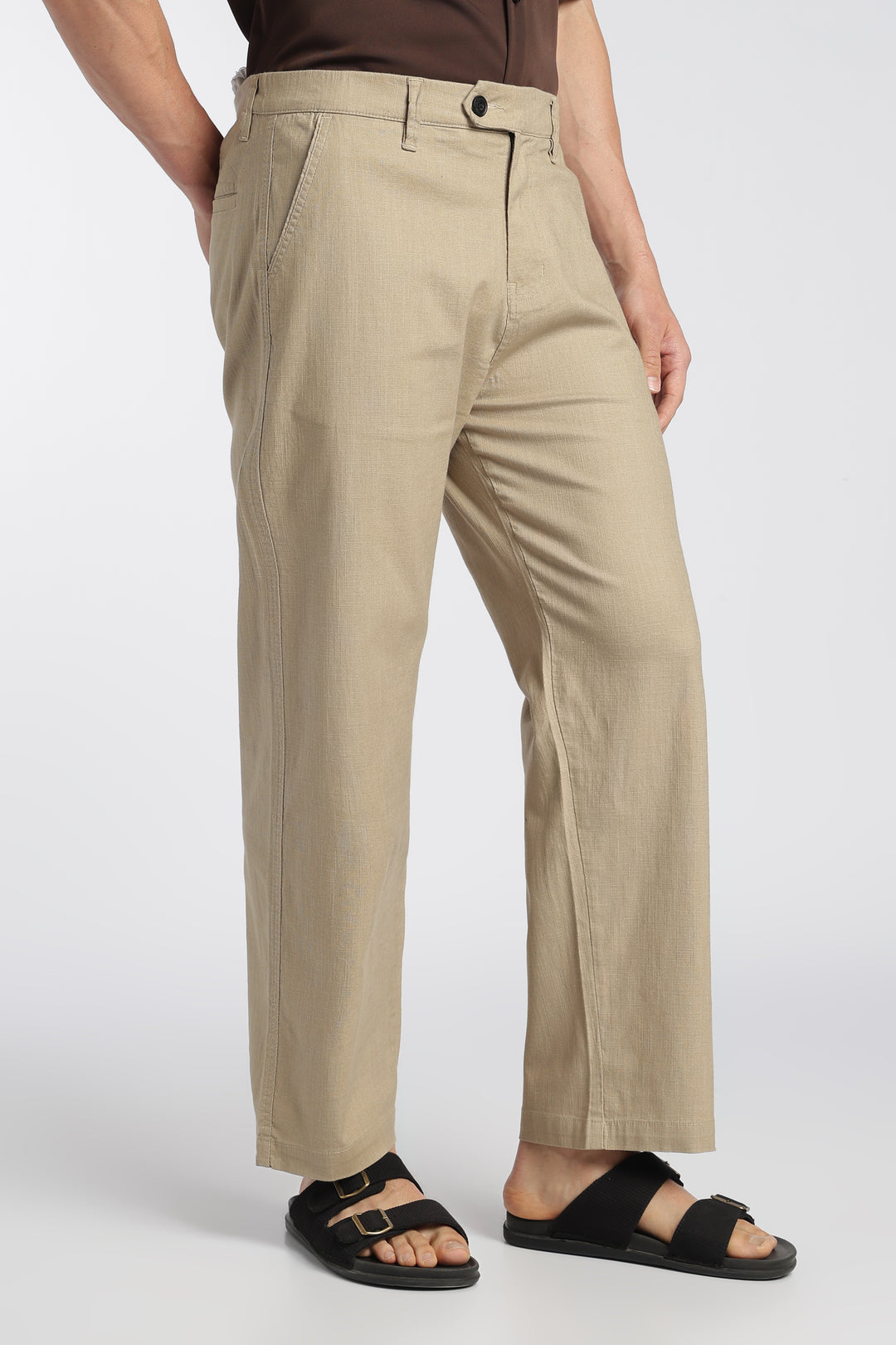 Men’s Beige Relaxed Linen Casual Pants