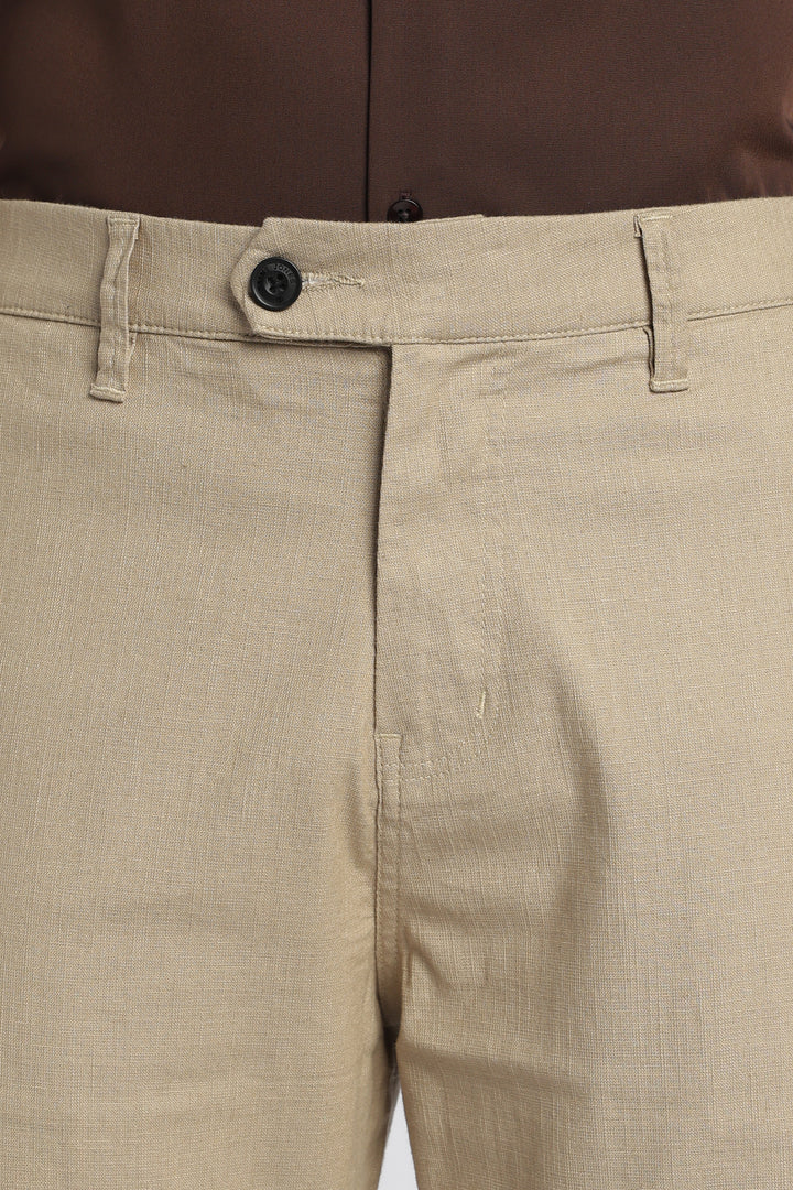 Men’s Beige Relaxed Linen Casual Pants