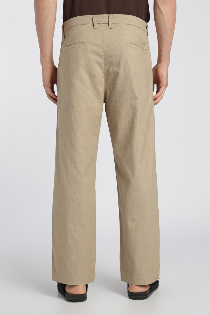 Men’s Beige Relaxed Linen Casual Pants