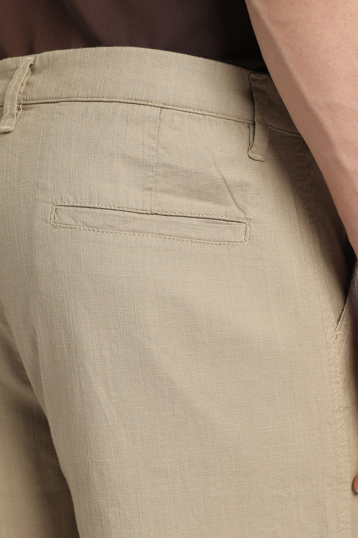 Men’s Beige Relaxed Linen Casual Pants