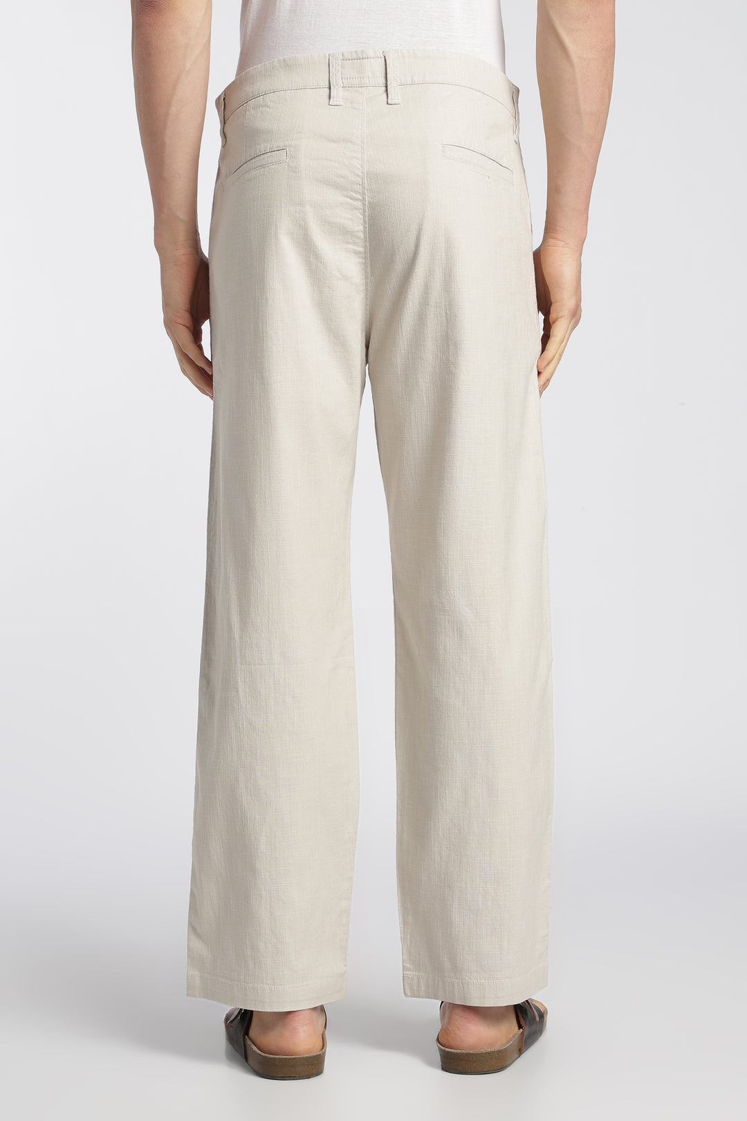 Men’s Cream Relaxed Linen Casual Pants