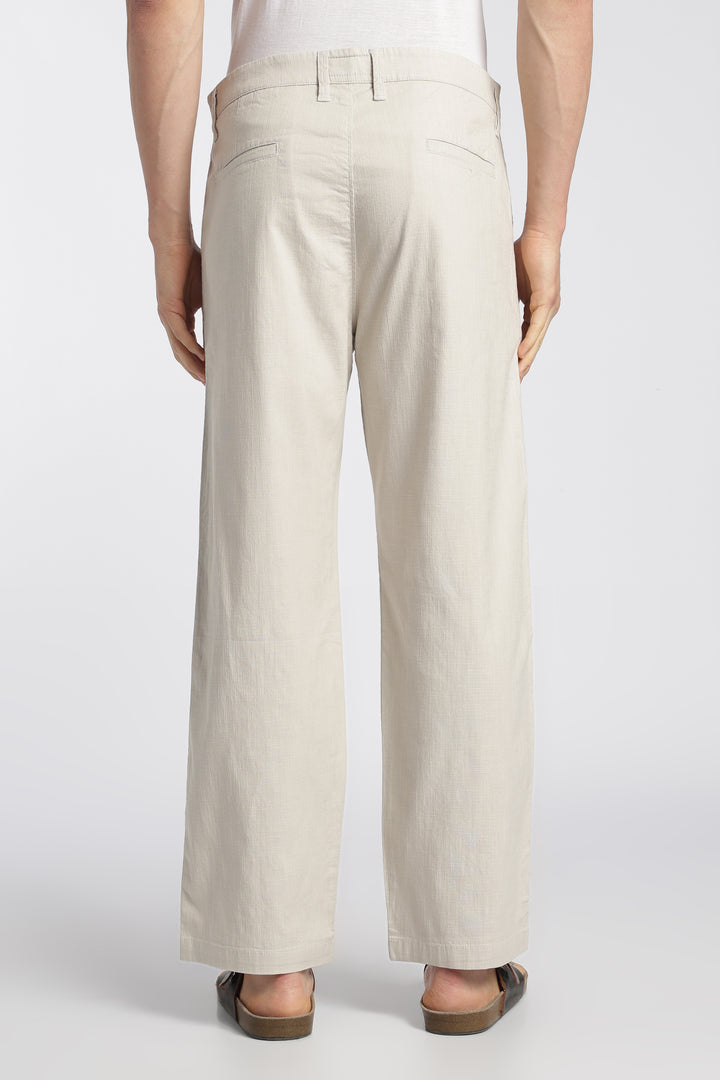 Men’s Cream Relaxed Linen Casual Pants