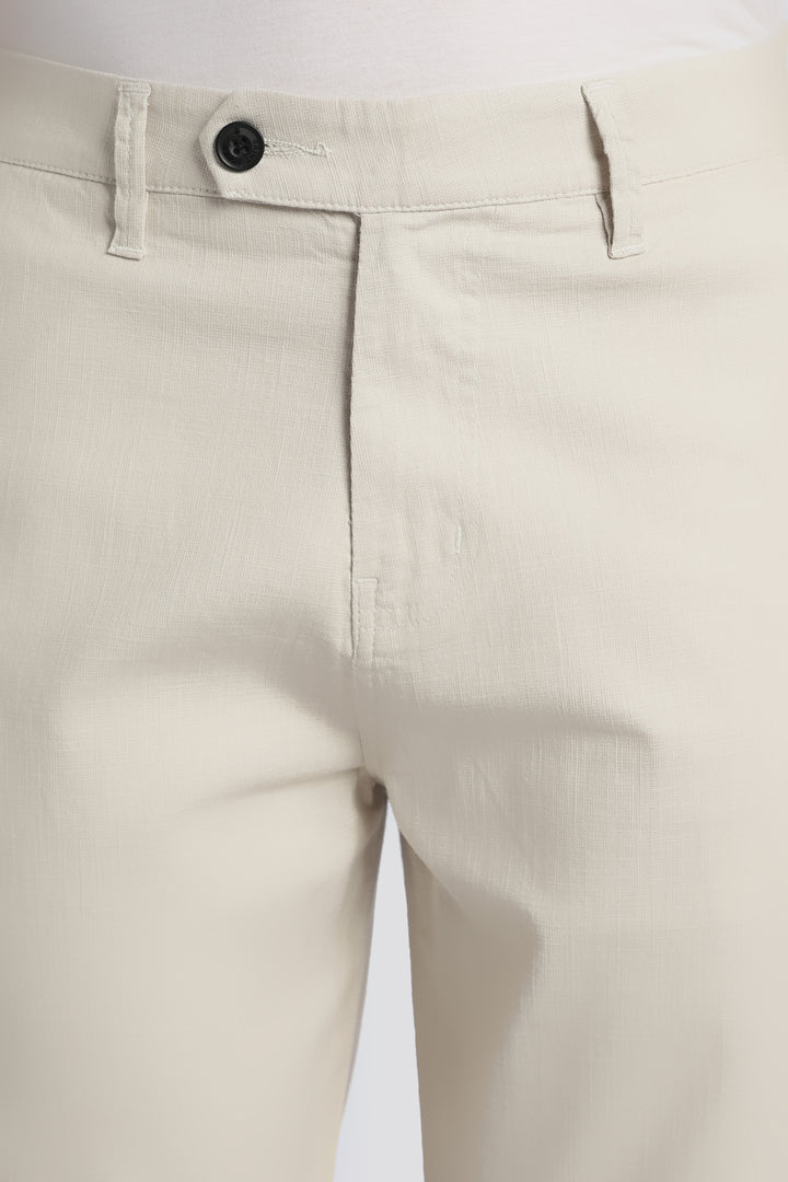 Men’s Cream Relaxed Linen Casual Pants