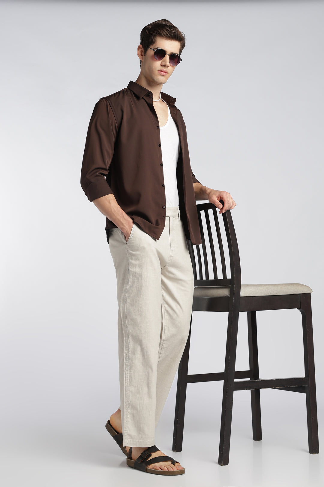Men’s Cream Relaxed Linen Casual Pants