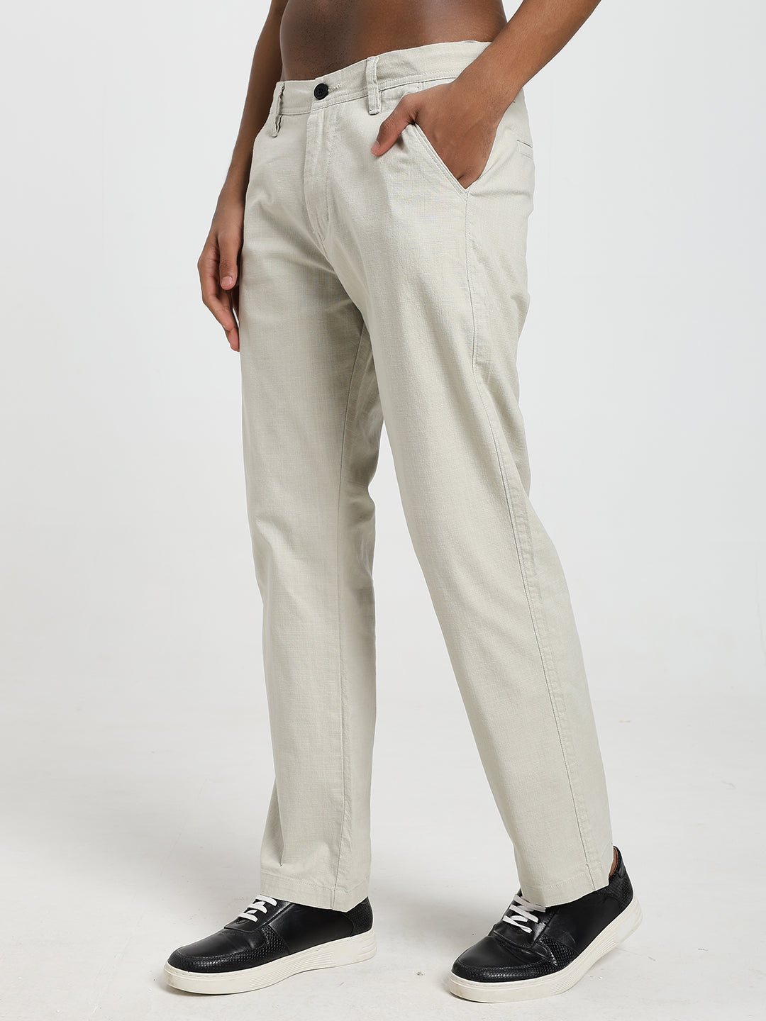 Saint jones slub light grey trousers