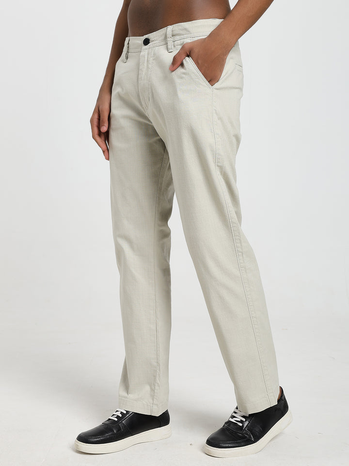 Saint jones slub light grey trousers
