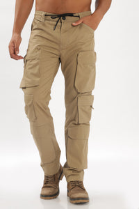 Beige multy pockets straight cargo