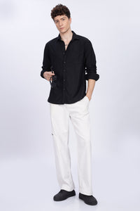 SAINTJONES -BLACK DOBBY SHIRT