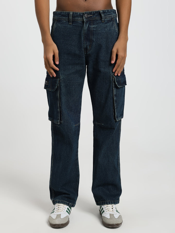 Men’s Dark Wash Cargo Jeans