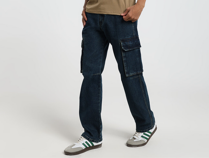 Men’s Dark Wash Cargo Jeans