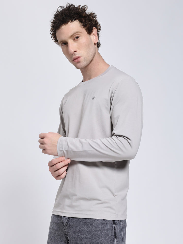 Men’s Solid Grey Full Sleeve Lycra T-Shirt