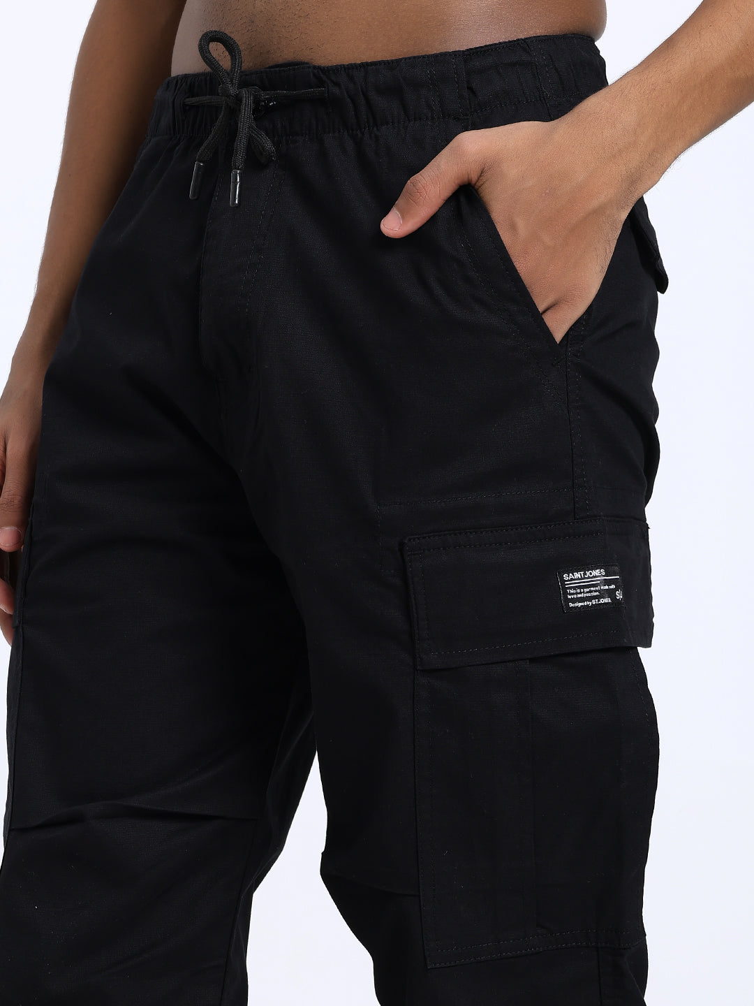 Men's Honeycomb weave black straight fit cargo