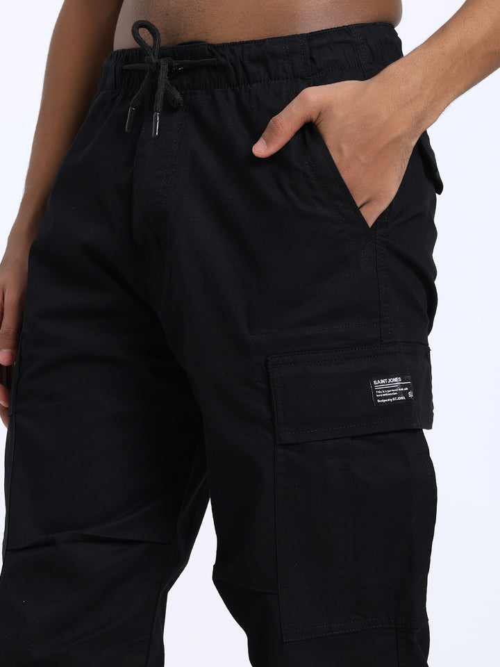 Men's Honeycomb weave black straight fit cargo