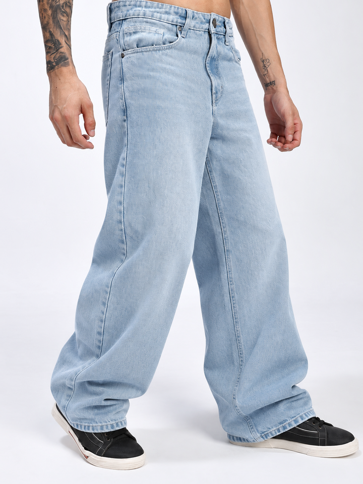 Men's Light Blue Baggy Fit Denim Jeans