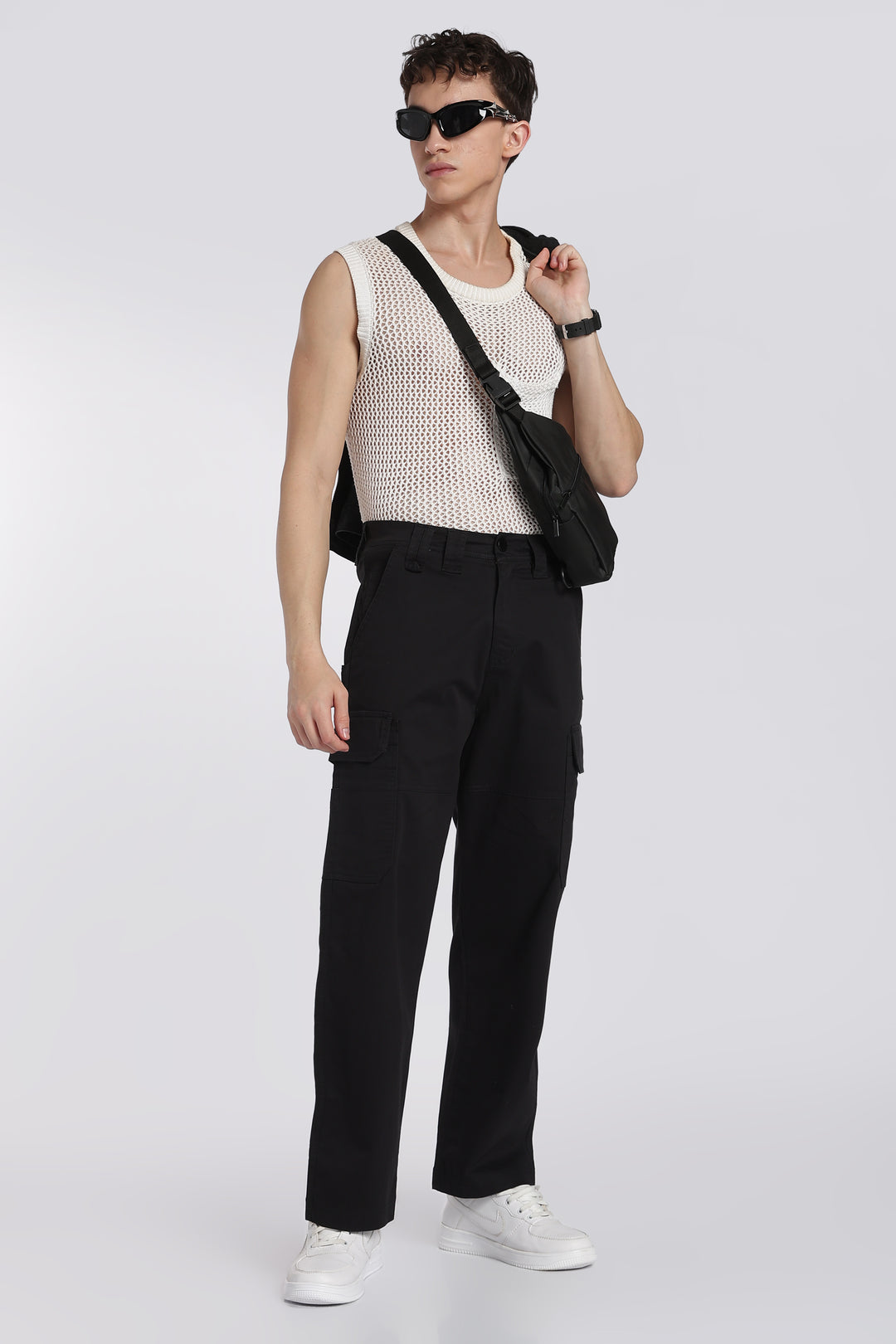 Men's Black Cargo Pants Relaxed Fit