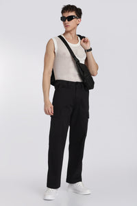 Men's Black Cargo Pants Relaxed Fit
