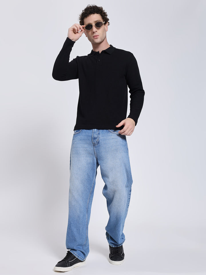 Men’s Black Full Sleeve Polo T-Shirt
