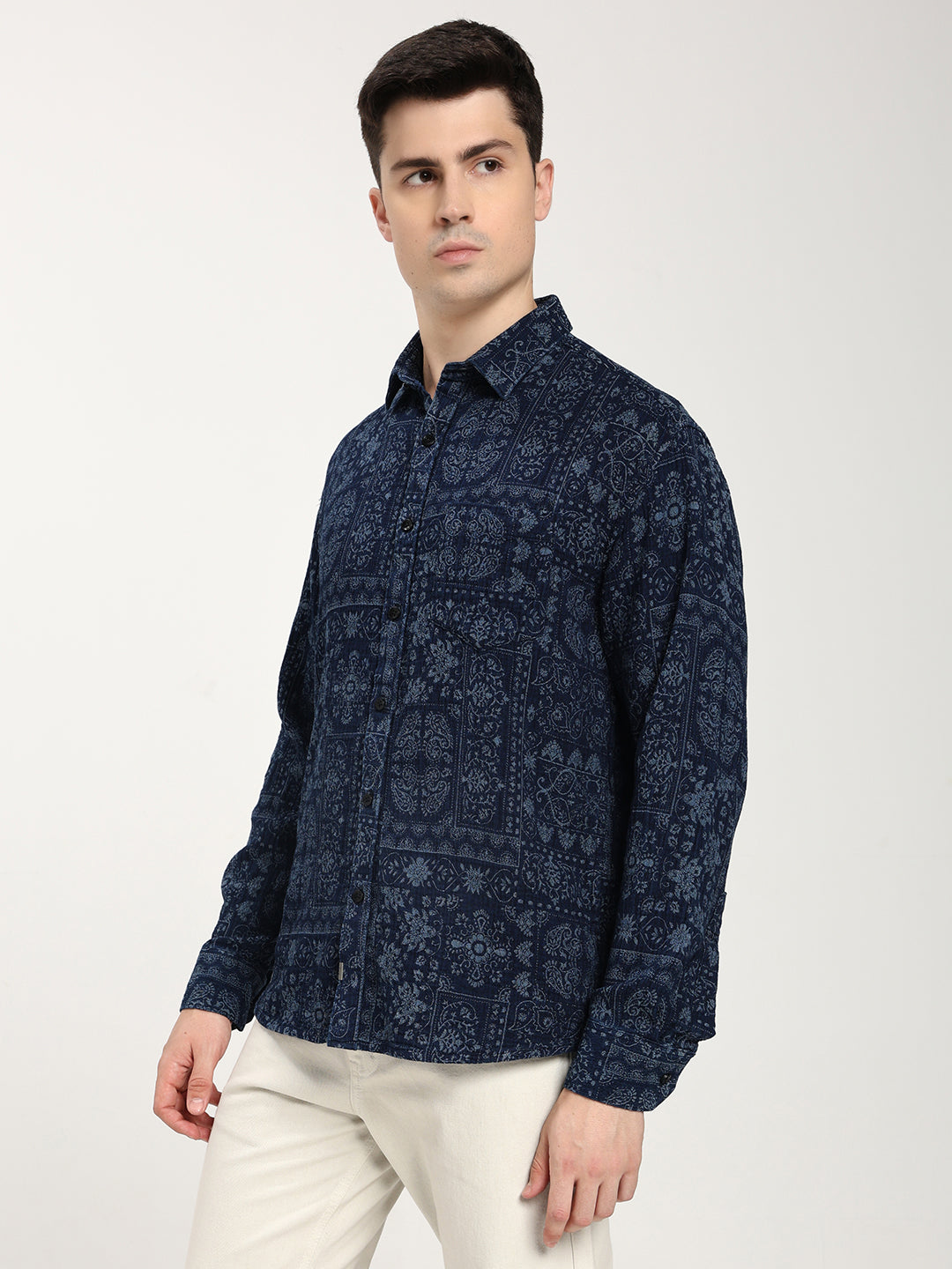 Blue Denim Patterned Shirt