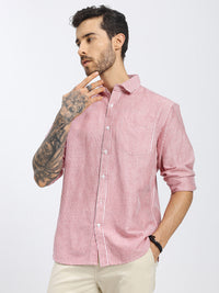 Men's Red White Stripe Linen shirt