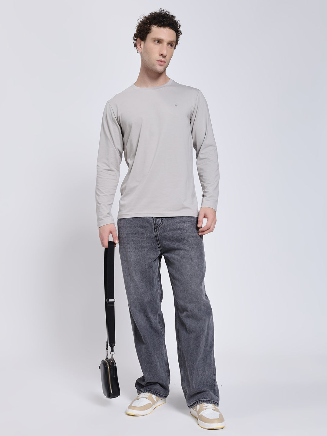 Men’s Solid Grey Full Sleeve Lycra T-Shirt