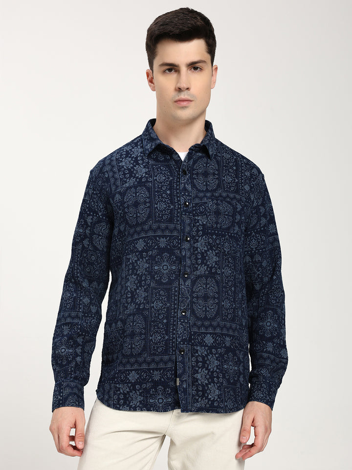 Blue Denim Patterned Shirt