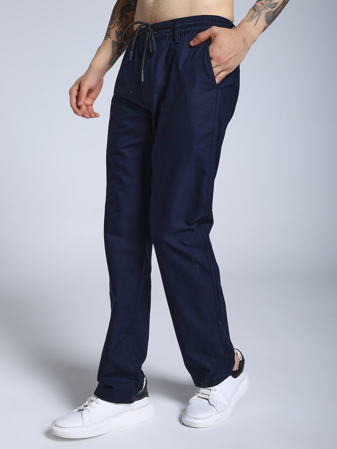 Navy blue elastic dobby travel jogger