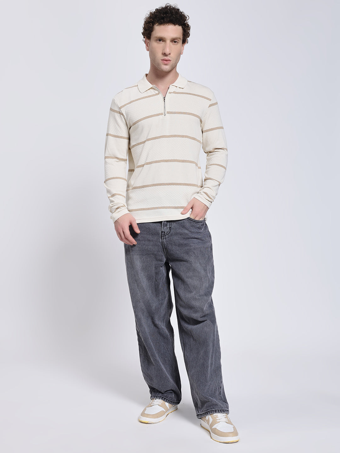 Full sleeve knitted pre-winter cream T-shirt