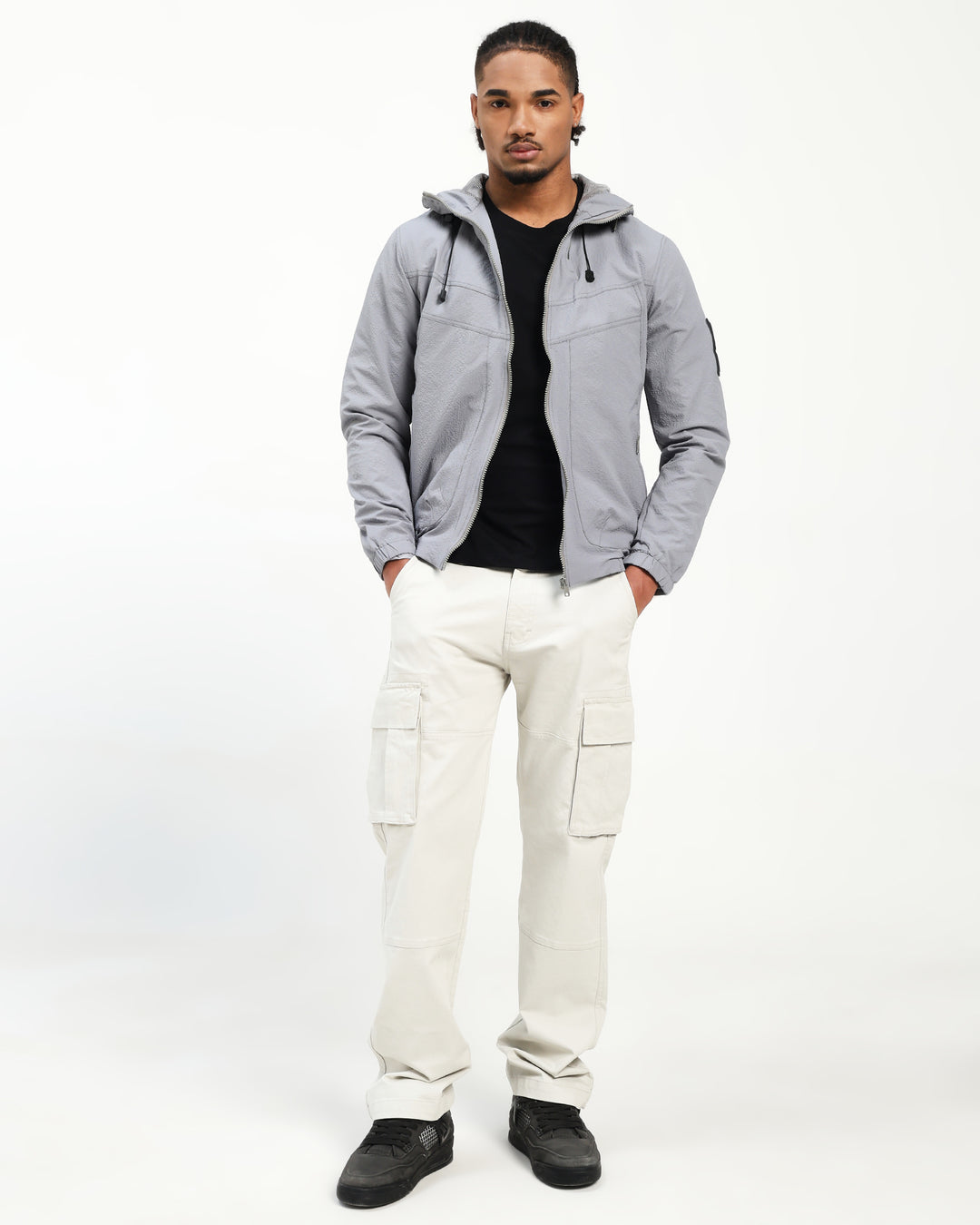 Lightweight Parachute Grey Utility Jacket