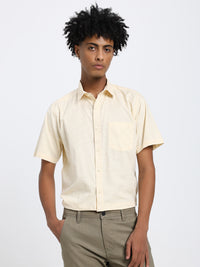 Men's Canary yellow linen blend half shirt