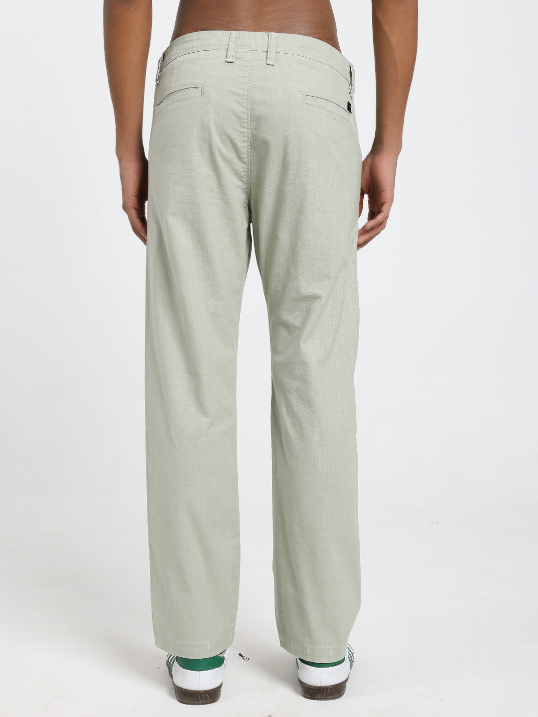 Saint jones slub sage green trousers