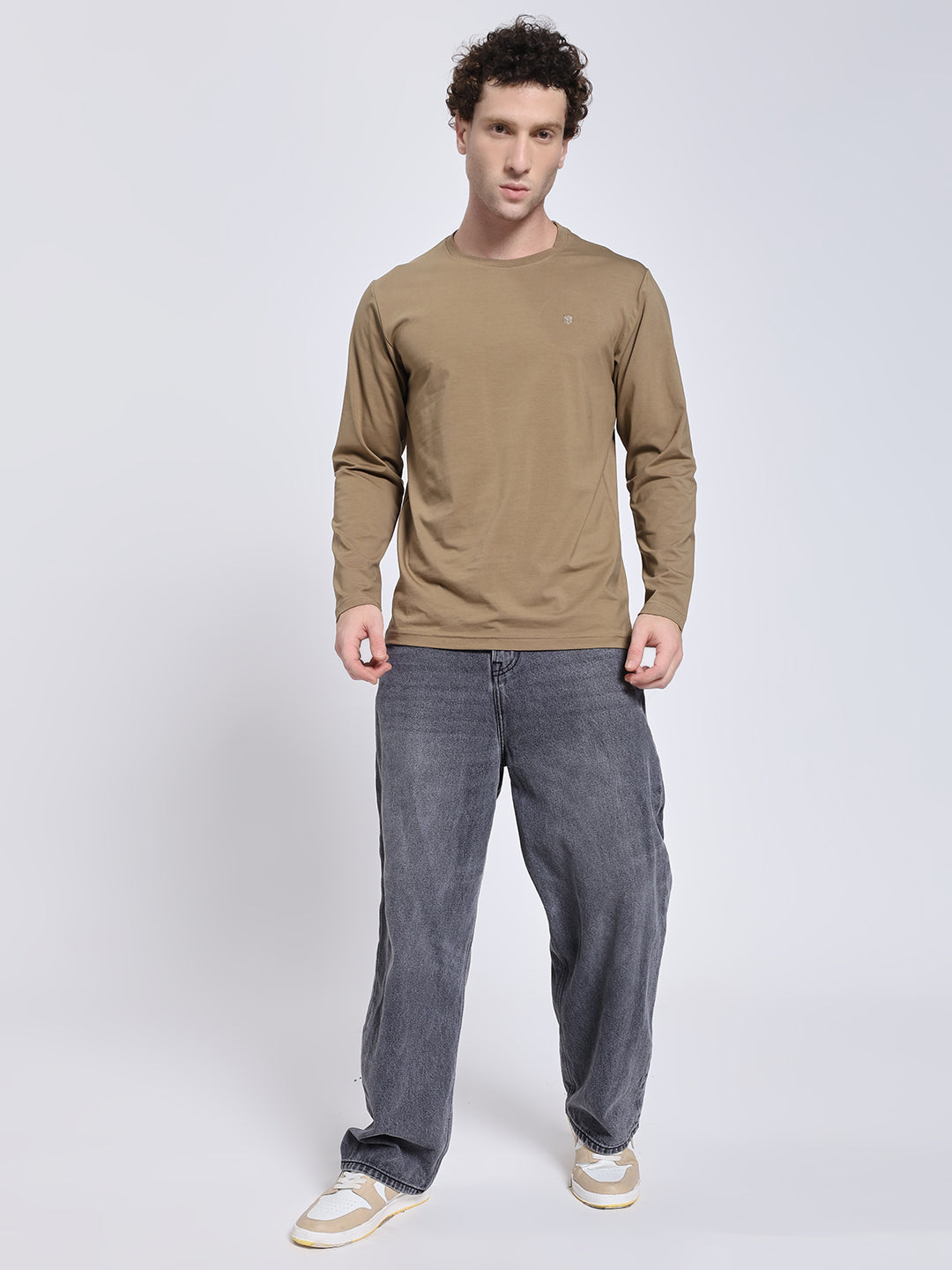 Men’s Solid Brown Full Sleeve Lycra T-Shirt