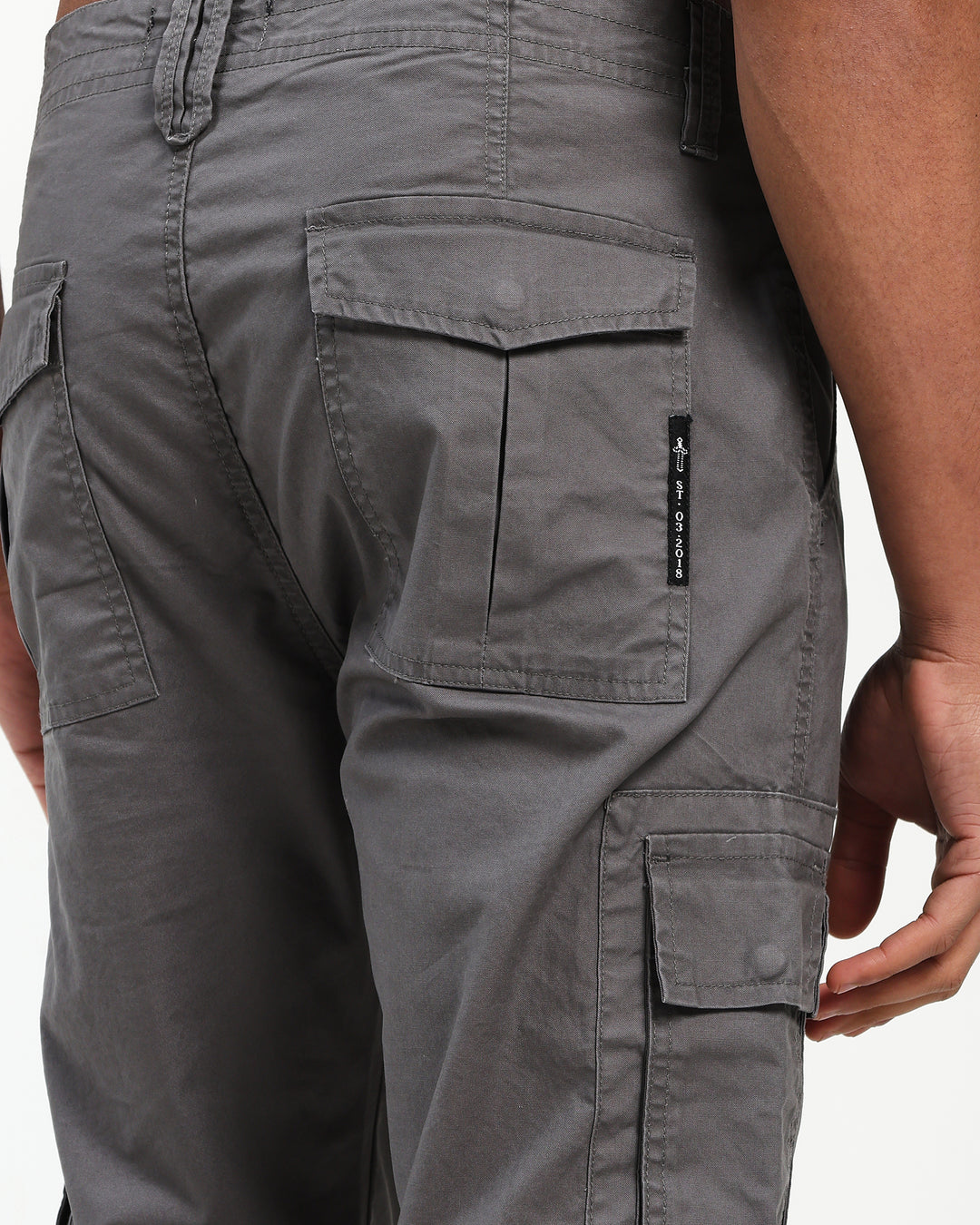 Men’s Dark Grey Straight Fit Cargo Pants with Utility Pockets