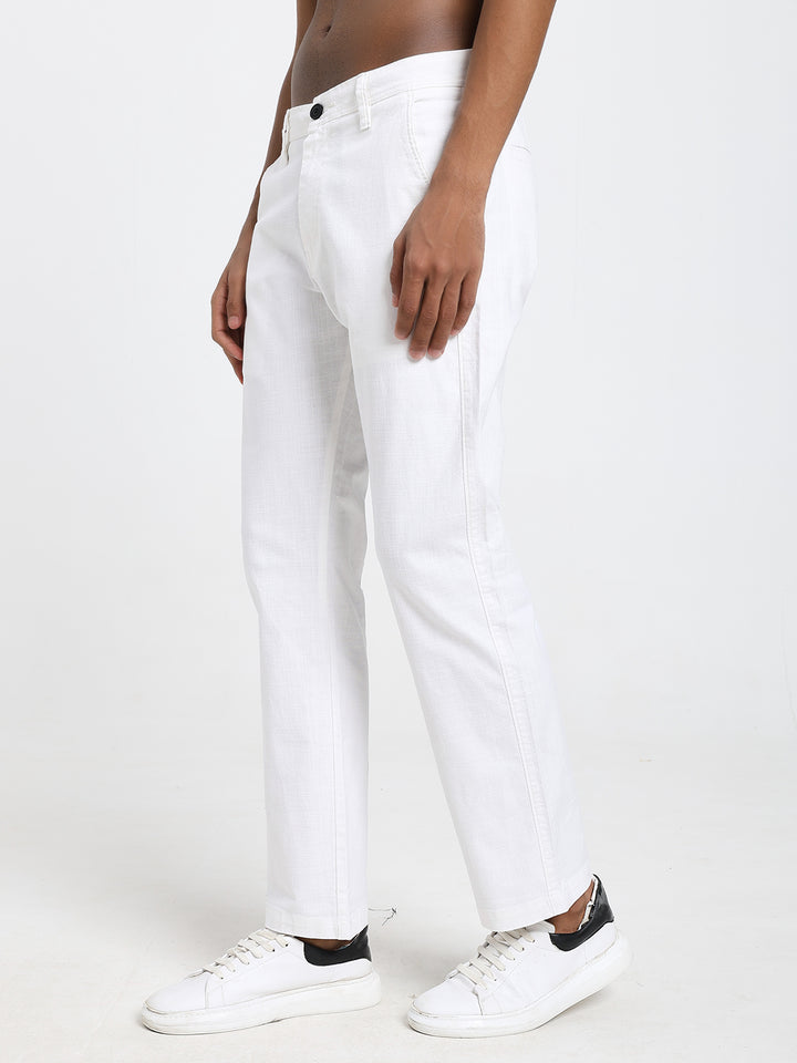 Saint jones slub white trousers