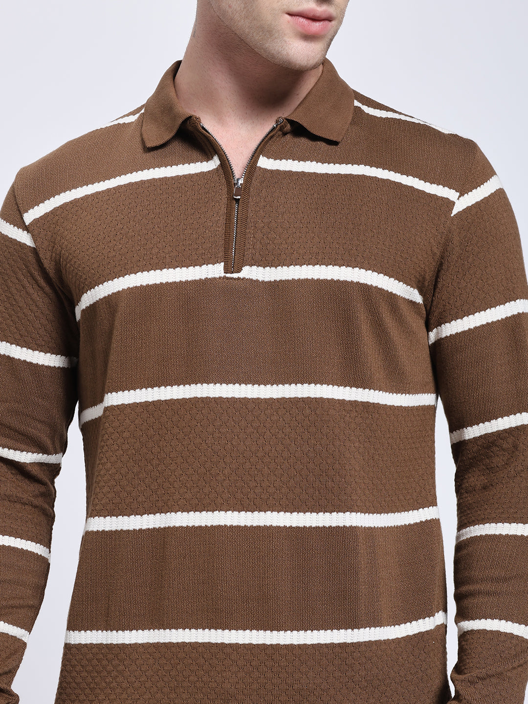 Full sleeve knitted pre-winter brown T-shirt