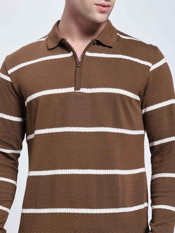 Full sleeve knitted pre-winter brown T-shirt