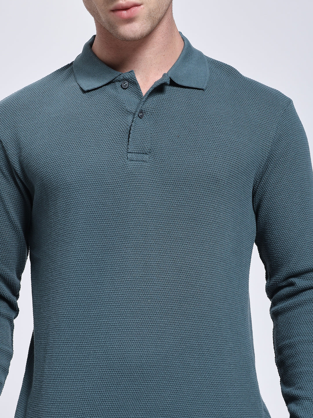 Men’s Aqua Teal Full Sleeve Polo T-Shirt